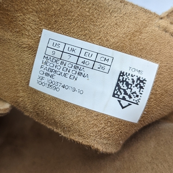 Toms Sandal Womens 9 Platform Ibiza Slingback Heels Shoe Brown Tan Suede Cross - Picture 10 of 13